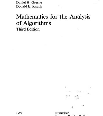 خرید و دانلود نسخه کامل کتاب Mathematics for the analysis of algorithms