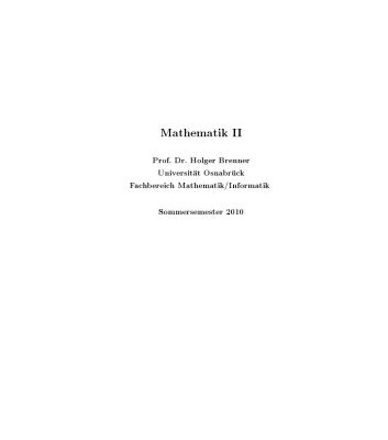 خرید و دانلود نسخه کامل کتاب Mathematik II (Sommersemester 2010)
