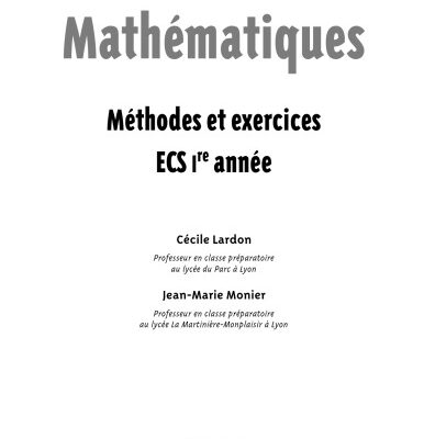 خرید و دانلود نسخه کامل کتاب Mathématiques Méthodes et exercices 1re annee ECS