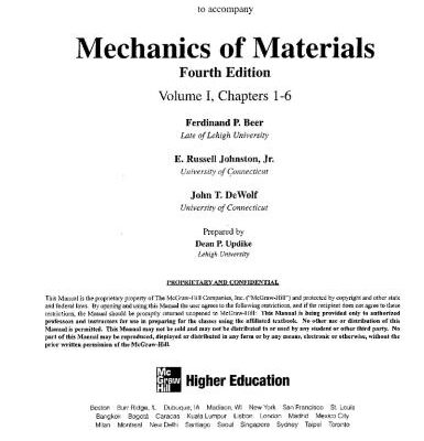 خرید و دانلود نسخه کامل کتاب Mechanics of Materials. Instructor’s and Solutions Manual