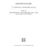 خرید و دانلود نسخه کامل کتاب Metaphysische Anfangsgründe der Logik im Ausgang von Leibniz (Sommersemester 1928)