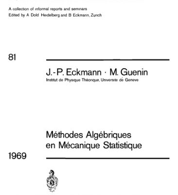 خرید و دانلود نسخه کامل کتاب Methodes Algebriques en Mecanique Statistique