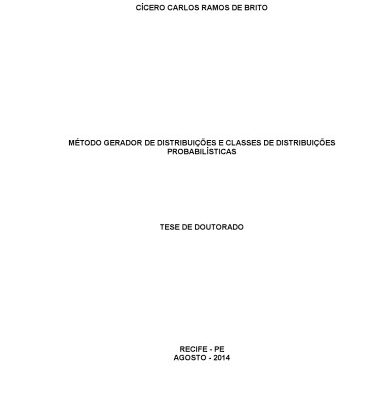 خرید و دانلود نسخه کامل کتاب Método Gerador de Distribuições e Classes de Distribuições Probabilísticas