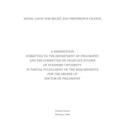 خرید و دانلود نسخه کامل کتاب Modal logic for belief and preference change [PhD Thesis]