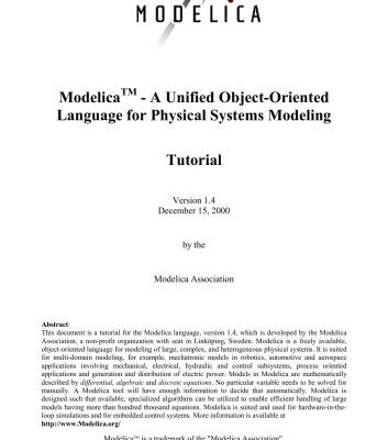 خرید و دانلود نسخه کامل کتاب Modelica. A Unified Object-Oriented Language for Physical Systems Modeling