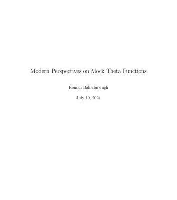 خرید و دانلود نسخه کامل کتاب Modern Perspectives on Mock Theta Functions