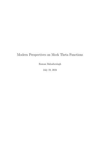 خرید و دانلود نسخه کامل کتاب Modern Perspectives on Mock Theta Functions_6898fb4c195d2.jpeg خرید و دانلود نسخه کامل کتاب Modern Perspectives on Mock Theta Functions