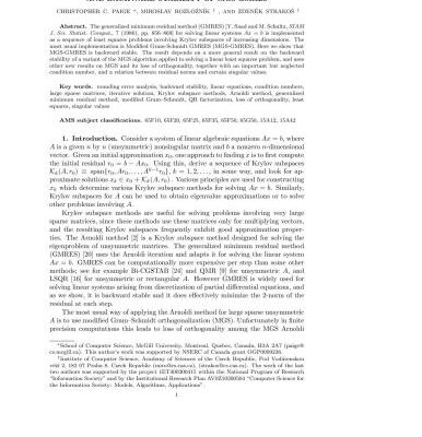 خرید و دانلود نسخه کامل کتاب Modified Gram-Schmidt, Least Squares and backward stability of Modified Gram-Schmidt – generalized minimum residual method