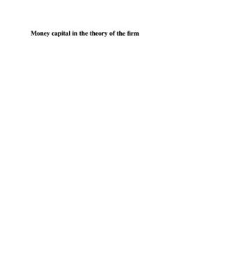 خرید و دانلود نسخه کامل کتاب Money Capital in the Theory of the Firm: A Preliminary Analysis