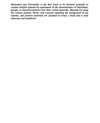 خرید و دانلود نسخه کامل کتاب Motivation and Personality: Handbook of Thematic Content Analysis