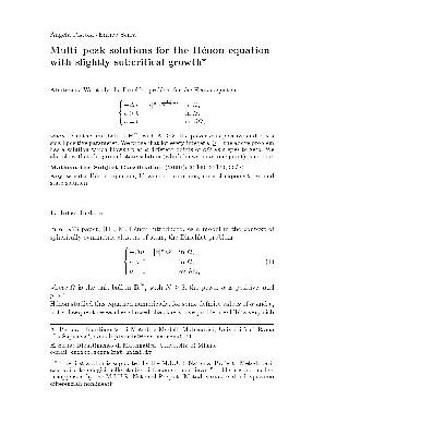 خرید و دانلود نسخه کامل کتاب Multi-peak solutions for the Henon equation with slightly subcritical growth