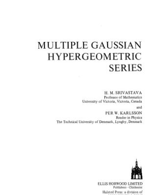 خرید و دانلود نسخه کامل کتاب Multiple Gaussian Hypergeometric Series