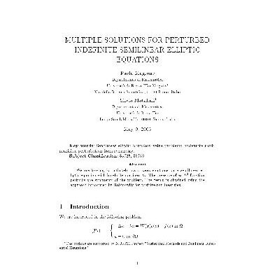 خرید و دانلود نسخه کامل کتاب Multiple solutions for perturbed indefinite semilinear elliptic equations