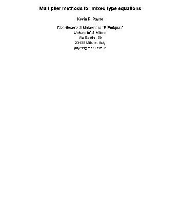 خرید و دانلود نسخه کامل کتاب Multiplier methods for mixed type equations