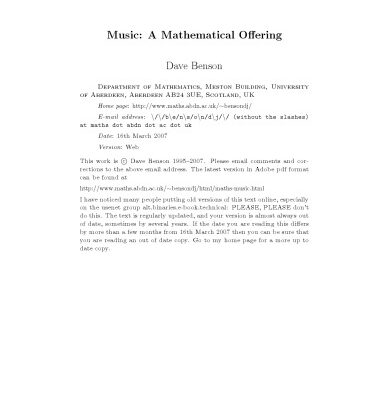 خرید و دانلود نسخه کامل کتاب Music: A Mathematical Offering