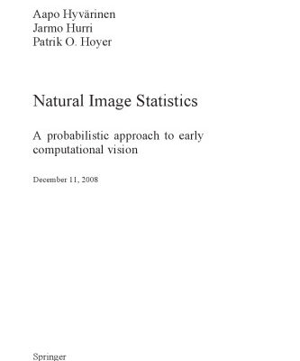 خرید و دانلود نسخه کامل کتاب Natural image statistics: A probabilistic approach to early computational vision
