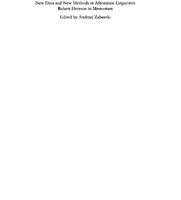 خرید و دانلود نسخه کامل کتاب New data and new methods in Afroasiatic linguistics : Robert Hetzron in memoriam