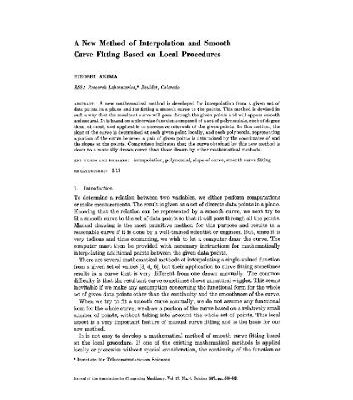 خرید و دانلود نسخه کامل کتاب New method for interpolation and curve fitting based on local procedures