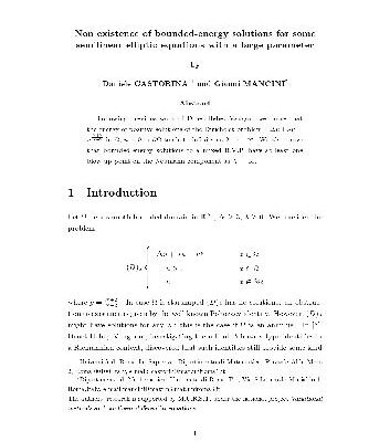 خرید و دانلود نسخه کامل کتاب Non existence of bounded-energy solutions for some semilinear elliptic equations with a large parameter