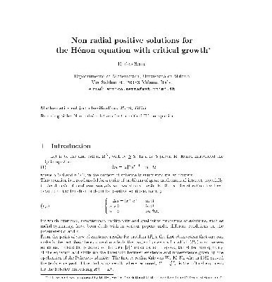 خرید و دانلود نسخه کامل کتاب Non radial positive solutions for the Henon equation with critical growth