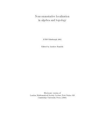 خرید و دانلود نسخه کامل کتاب Noncommutative localization in algebra and topology