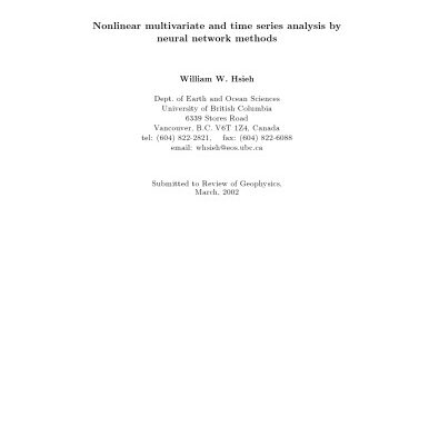 خرید و دانلود نسخه کامل کتاب Nonlinear multivariate and time series analysis by neural network methods