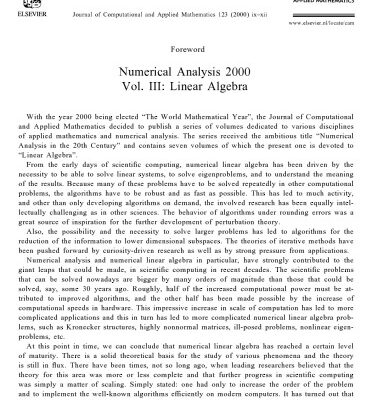 خرید و دانلود نسخه کامل کتاب Numerical Analysis 2000 : Linear Algebra – Linear Systems and Eigenvalues (Numerical Analysis 2000)