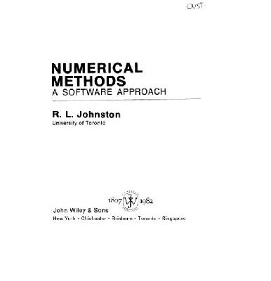خرید و دانلود نسخه کامل کتاب Numerical Methods: A Software Approach