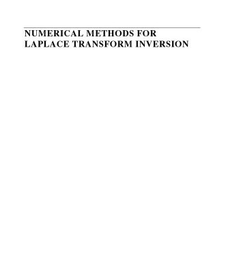 خرید و دانلود نسخه کامل کتاب Numerical Methods for Laplace Transform Inversion