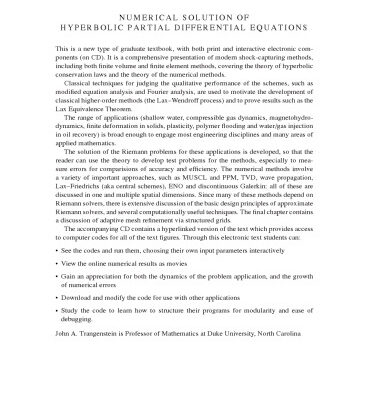 خرید و دانلود نسخه کامل کتاب Numerical solution of hyperbolic partial differential equations