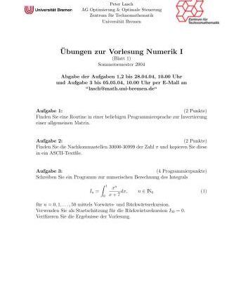 خرید و دانلود نسخه کامل کتاب Numerische Mathematik 1. Uebungsblaetter