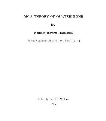 خرید و دانلود نسخه کامل کتاب On a Theory of Quaternions