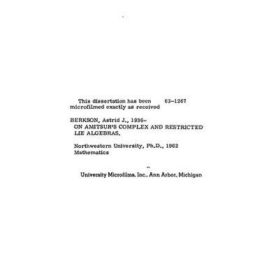 خرید و دانلود نسخه کامل کتاب On Amitsur’s complex and restricted Lie algebras