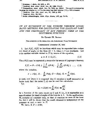 خرید و دانلود نسخه کامل کتاب On an Extension of the Fourier Theorem Giving Rapid Methods for Calculating the Constant part and the Coefficient of Any Periodic Term in the Disturbing Function