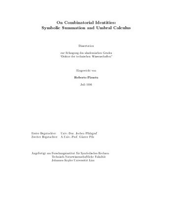 خرید و دانلود نسخه کامل کتاب On Combinatorial Identities: Symbolic Summation and Umbral Calculus