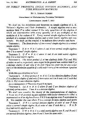 خرید و دانلود نسخه کامل کتاب On direct products, cyclic division algebras, and pure riemann matrices