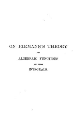 خرید و دانلود نسخه کامل کتاب On Riemann’s Theory Of Algebraic Functions