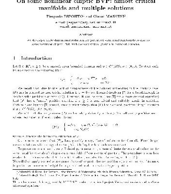 خرید و دانلود نسخه کامل کتاب On some nonlinear elliptic BVP almost critical manifolds and multiple solutions