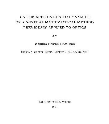 خرید و دانلود نسخه کامل کتاب On the Application to Dynamics of a General Mathematical Method Previously Applied to Optics