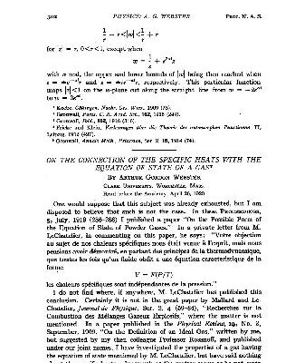 خرید و دانلود نسخه کامل کتاب On the Connection of the Specific Heats with the Equation of State of a Gas (1920)(en)(5s)