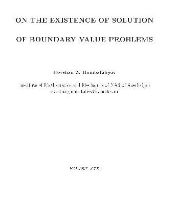 خرید و دانلود نسخه کامل کتاب On the existence of solution of boundary value problems