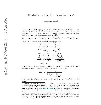 خرید و دانلود نسخه کامل کتاب On the formation of continued fractions