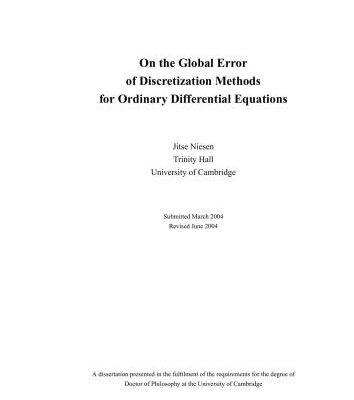 خرید و دانلود نسخه کامل کتاب On the Global Error on Discretization Methods for Ordinary Differential Equations