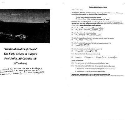 خرید و دانلود نسخه کامل کتاب “On the Shoulders of Giants:” The Early College at Guilford, AP Calculus AB