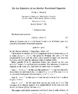 خرید و دانلود نسخه کامل کتاب On the solutions of an Abelian functional equation