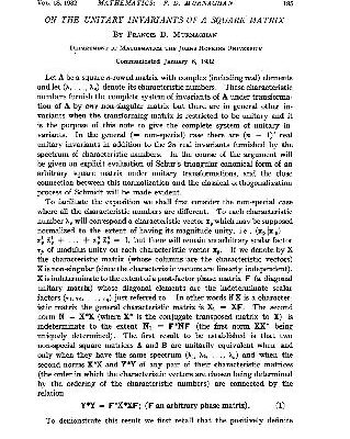 خرید و دانلود نسخه کامل کتاب On The Unitary Invariants Of A Square Matrix