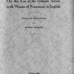 خرید و دانلود نسخه کامل کتاب On the Use of the Definite Article with “Nouns of Possession” in English