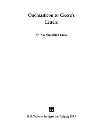 خرید و دانلود نسخه کامل کتاب Onomasticon to Cicero’s Letters