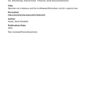 خرید و دانلود نسخه کامل کتاب Operators on k-tableaux and the k-Littlewood-Richardson rule for a special case