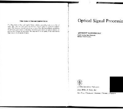 خرید و دانلود نسخه کامل کتاب Optical signal processing (some chapters only)